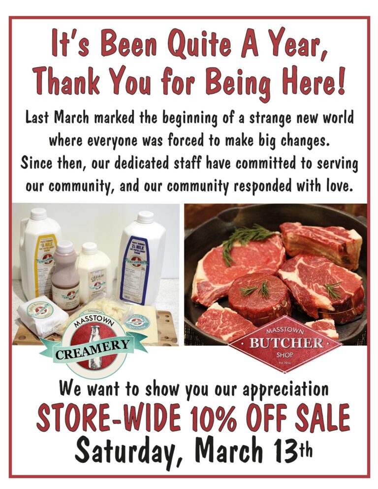Masstown Butcher & Creamery Reach Out to Thank Customers Masstown Market